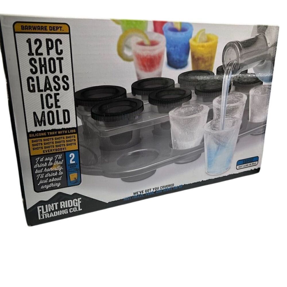 Flint Ridge 12 Piece Shot Glass Ice Mold Multicolor Reusable Set